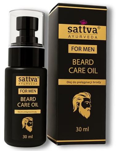 Sattva Ayurveda Bartöl für Männer – 100 % naturrein mit Jojoba- & Arganöl – ohne Parabene & Mineralöle – nährt, regeneriert & macht weich – Pflege für Bart & Haut – 30 ml