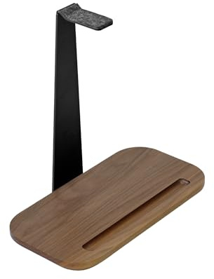 Colby & Co Walnut 2-in-1 Headphone & Earphone Stand | Wooden Headset Holder for Desk & Gaming Accessories
