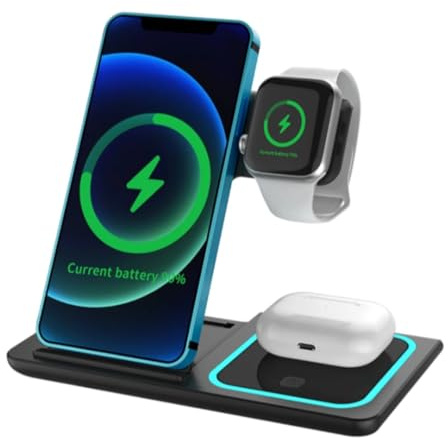 Station de Charge 3 en 1 – Chargeur sans Fil Rapide pour Smartphone, Montre & Écouteurs | Design Compact, Sécurisé & Compatible Qi