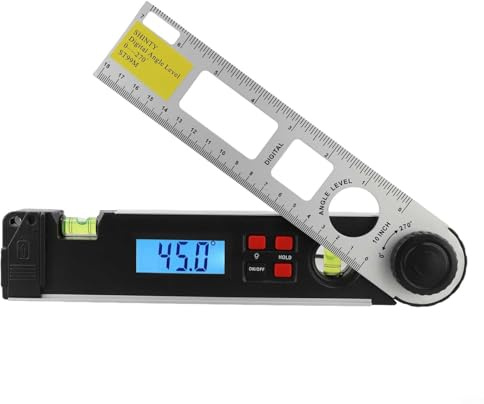 Goniometro inclinometro digitale, 0-225°, con LCD retroilluminato e bolla di livello, in lega di alluminio, per fai da te e uso professionale