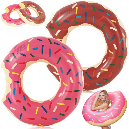 Aufblasbar Donut Schwimmring, Strand Schwimmen Party Spielzeug für Erwachsene & Kinder