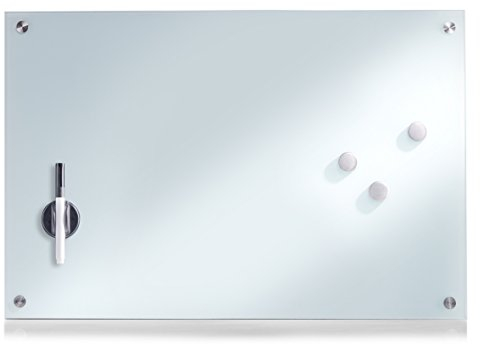 Zeller 11651 - Lavagnetta memo in Vetro Effetto Legno, Bianco, 60 x 40 cm