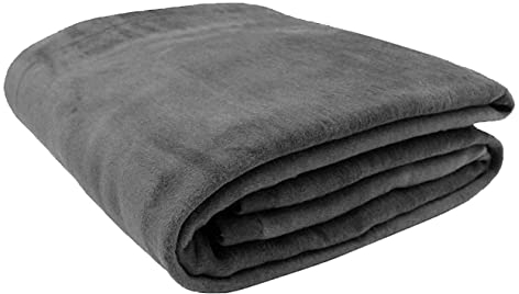 ZOLLNER Kuscheldecke flauschig in 220x240 cm - weiche und langlebige Sofadecke in grau - waschbar bis 40°C - Mischgewebe - mit elegantem Einfassband - Hotelqualität - Oeko Tex® Zertifiziert