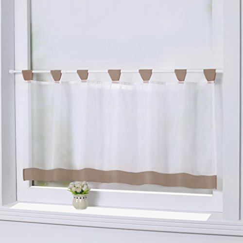 Joyswahl Bistrogardine Voile Schlaufen Scheibengardine Mia Küchen Transparenter Vorhang HxB 45x90cm Braun 1er Pack
