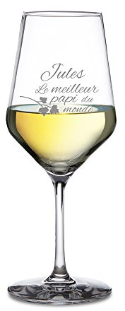 AMAVEL - Verre à vin Blanc - Meilleur Papi - avec Gravure personnalisée du [NOM] - Fête des Grands-pères - Cadeau pour Grand-père