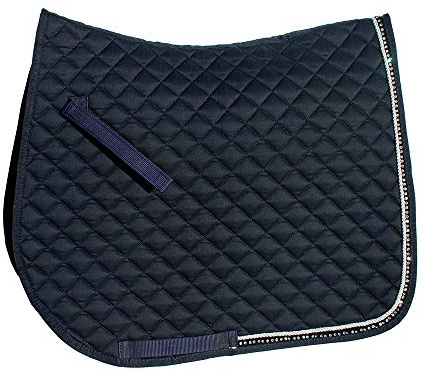 Rhinegold Elite Diamante Trim Saddle Cloth-Pony-Navy
