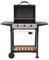 George Foreman 3 Burner Gas BBQ with Automatic Ignition & Integrated Thermometer, Black, Gas Barbecue, 2 Wheels Fitted Rack with 2 Shelves Wood Effect, GFGBBQ3BW