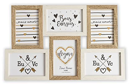 TIME HOME DEVELOPMENT Marcos de Fotos Multiple de Madera para Pared - 6 Fotos 10x15 cm (Rustico)