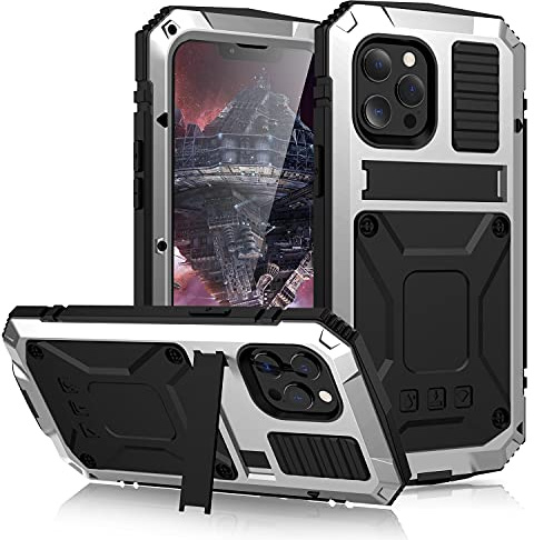 ANROD Funda para iPhone 13 Mini, resistente al agua, a prueba de golpes, carcasa rígida de aluminio y metal Gorilla Glass militar, resistente, funda protectora para iPhone 13 Mini, con soporte