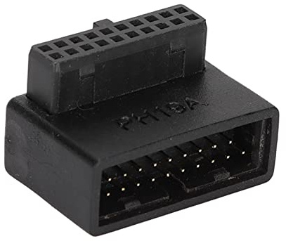 ASHATA USB 3.0 19/20Pin Stecker 90 Grad auf Buchse Verlängerungsadapter, Oben Unten Abgewinkelter 90 Grad Stecker für Mainboard Mainboard(PH19A einteilig)
