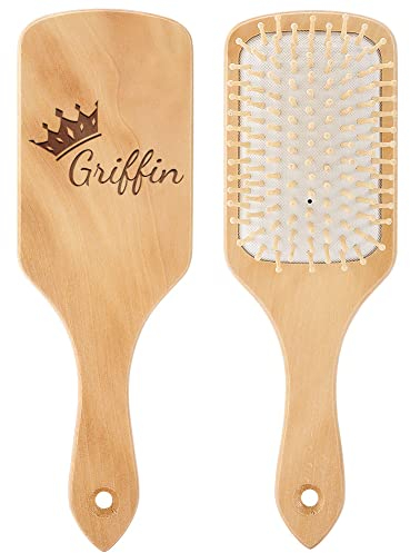Spazzola per capelli piatta personalizzata, con nome inciso, per donne, uomini, ragazze, ragazzi, in bambù, per capelli spessi, ricci, fini, lunghi, corti, asciutti e bagnati
