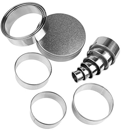 Moldes de acero inoxidable con tarjeta de masa 13 piezas, anillos para galletas, cortadores redondos, galletas, pasteles, Navidad