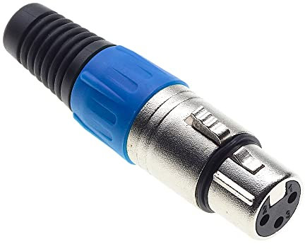 Keple Enchufe XLR De 3 Polos, Azul - Enchufe Hembra para Micrófono De Audio DMX, Adaptador Mellado, Conector De Construcción Metálica con Carcasa De Plástico