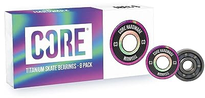 CORE Titanium Skate Kugellager – Packung mit 8 hochwertigen versiegelten 608-Kugellagern für Skateboards, Longboards, Stunt-Scooter und Rollschuhe, mehrfarbig (8 Stück, Titan)