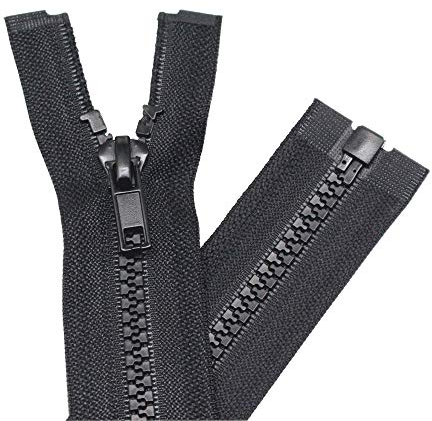 YaHoGa 2 Stück 78 cm Reißverschluss Kunststoff 5mm teilbar Reissverschluss Reißverschluss für Jacken Schwarz (78 cm)