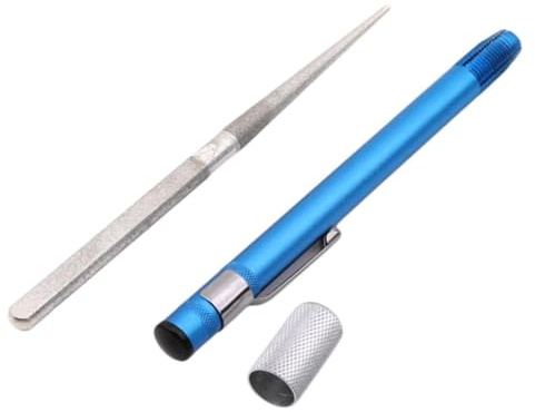 WANGCL Afilador de cuchillos portátil, lápiz abrasivo de diamante para cuchillos dentados, de caza, de cocina, color azul