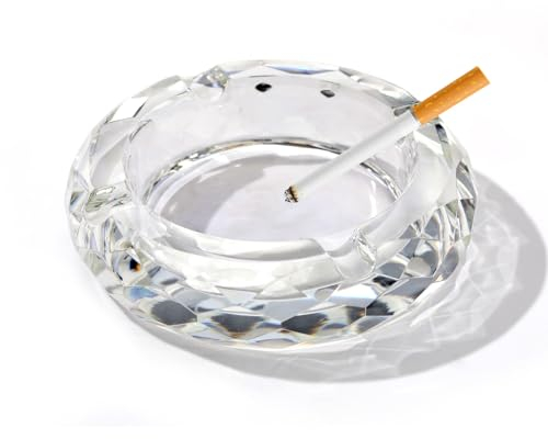 Aschenbecher aus Kristallglas für Zigaretten, Zigaretten, Tischdekoration für Zuhause, Büro, transparent, 10,2 cm