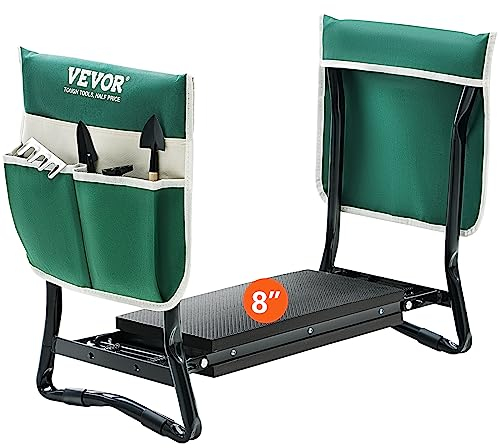 VEVOR Trädgårdsklädsel och säte, 150 kg lastkapacitet, 20 cm bred EVA-dyna, vikbar trädgårdspall, knäbänk för trädgårdsskötsel med verktygspåse, gåvor för kvinnor, morföräldrar, seniorer, mamma och