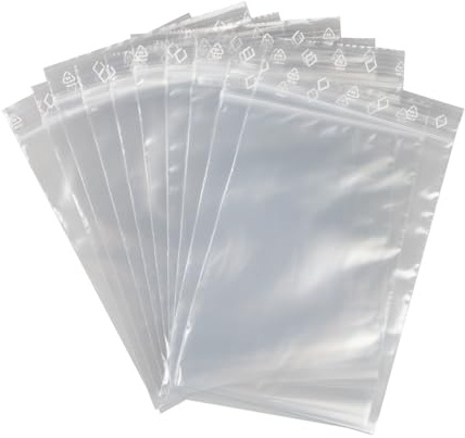 Sachet zip en plastique transparent de qualité alimentaire et refermable pour bonbon, biscuit. Lot de 100 sachets robustes 50 microns. (15cm X 22cm)