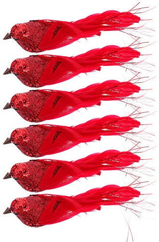 Christbaumschmuck 6St Weihnachts vögel simulationsvogel bürodeko kardinale Dekorationen Mini-Weihnachtsbaumvogel Modelle Ornament Weihnachtsbaum-Vogel- Vogeldekoration Blitz