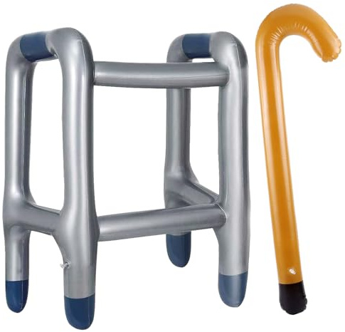 Aufblasbare Gehhilfe, Aufblasbarer Spazierstock, Rollator Aufblasbar | 2 Stück Aufblasbarer Rollator, Oma Opa Aufblasbare Kostüm Rentner Kostüm Accessoires, Lustiges Geschenk für Karneval