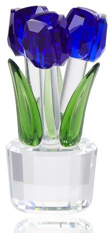 Arikyrist Crystal Blue Tulips Figurine Glass Ornament Gifts