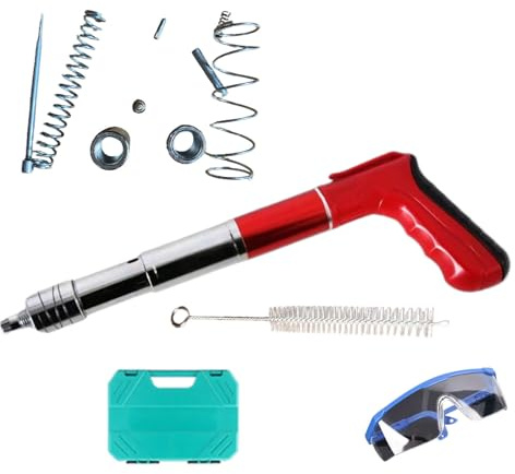 Air Power Pin Nailer - Cement Wall Nailer - Manual Nail Machine with 100 Nails, 5 Gears, Fastening Tool for Red Brick Walls, Concrete Walls and Wooden Boards