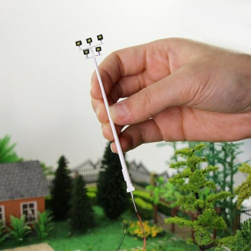 Juego de accesorios ferroviarios modelo escala N de dos luces de campo equipadas con cinco LED cada uno