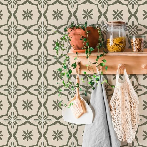 Alwayspon Adhesivo para azulejos, 50 unidades de 20 cm, color verde oliva, adhesivo de transferencia para baño, cocina, protector contra salpicaduras para cocina, vinilo adhesivo para pared