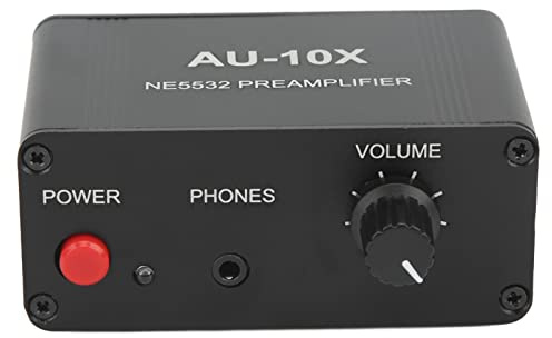 Telituny Mini Stereo Vorverstärker, AU-10X Kopfhörerverstärker Phono Verstärker Kleine, Audiobooster 20 DB Stereo-Tonsignal mit 3,5-mm-Kopfhörer-Eingangsausgang für Aufnahmen Partys Bühne Aktivität