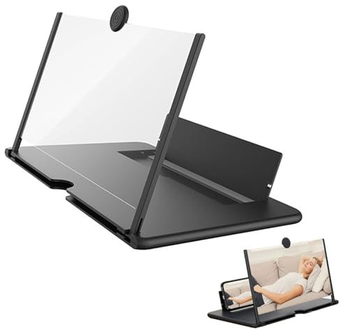 10 Pollici Lente di Ingrandimento per Cellulare, 3D Film Video Amplificatore Schermo, 3d Hd Ingranditore Schermo Smartphone, Amplificatore con Stand Pieghevole, Lente Ingrandimento Telefono