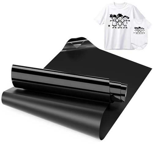 LIKCUT Plotterfolie Textil Schwarz, 30,5 cm x 2,44 m | Flexfolie für Plotter, Bügelfolie für Textilien & DIY-Shirts. Leicht zu schneiden & entgittern