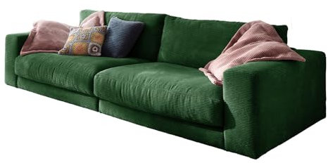 KAWOLA Big Sofa Megasofa 3-Sitzer Madeline - Sofa Wohnzimmer Couch Smaragd Cord, 3-Sitzer Komfortable und Moderne Couch