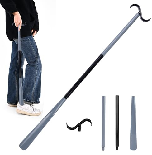 Gobiteli 35 Shoe Horn, Adjustable Shoe Horn Long Handled for Men,Dressing Stick, Sock Remover Aid Helper for Socks, Shirts and Pants