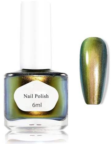 Chameleon Holographic Glitter Nagellack - Grün Glitzer Chrom-Nagellack Schnell Trocknend - Chamäleon Laser Ohne Trocknen UV-Lampe für Frauen at Home DIY (Grün, 6ML)
