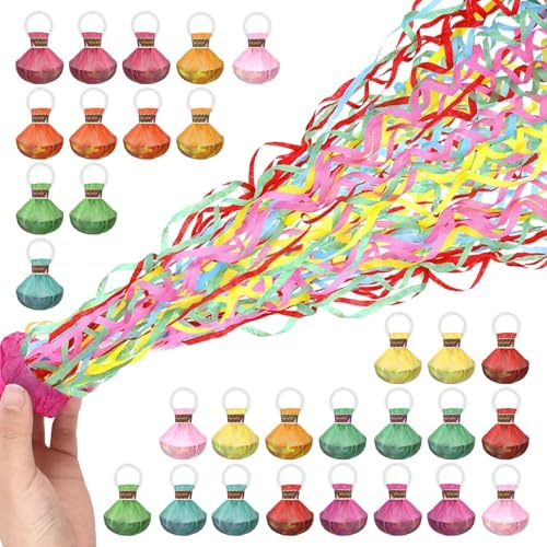 30 Stück Wurf Luftschlangen Geburtstag,Luftschlangen,Wurf Luftschlangen Partydekorationen,Hand Werfen Streamer für Geburtstag, Hochzeiten, Weihnachten, Karneval,Abschlussfeier