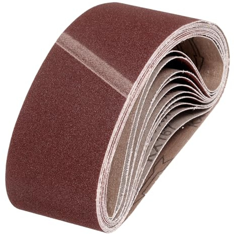 QUARKZMAN 76mm x 457mm Nastri Abrasivi, 10Pz 100 Grana Carta Vetrata per Levigatrice Ossido di Allumina Per Lavorazione Legno, Lucidatura Metalli, Affilatura Coltelli