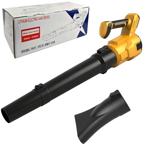 Trådlös bladblåsare kompatibel med Dewalt 20 V-batterier, 18500RPM 58m/s 500W lövblåsare för gräsmatta, gård, uteplats, sidovandring, snöblåsning (gul)