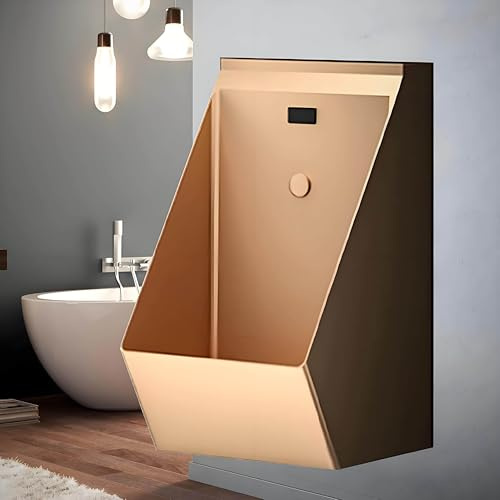 PioMue Urinoir Mural à capteur Automatique, Chasse d'eau sans Contact en Acier Inoxydable 304, Anti-éclaboussures et Anti-odeurs, économie d'eau pour Usage Domestique/Commercial Rosegold