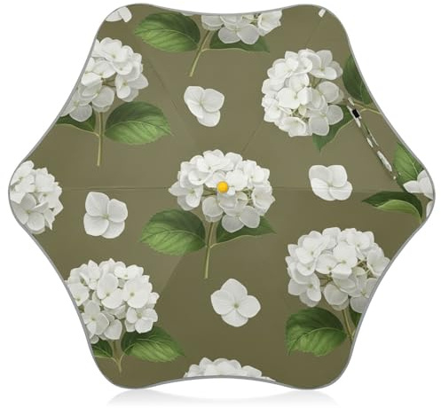 Parapluie blanc hortensia vert pour enfants avec coins arrondis