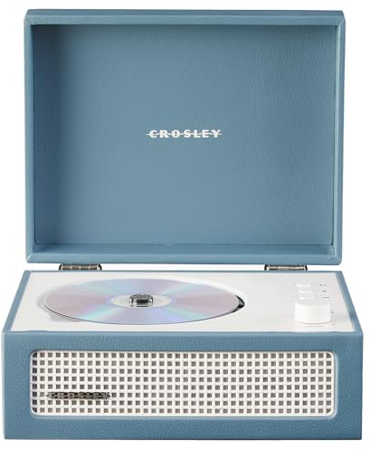Crosley Voyager Portable CD Player with Bluetooth, Built-In Stereo Speakers & FM Radio – Rechargeable CD Players for Home, Office & Travel with Headphone Jack, Aux Input - Vintage Suitcase Design
