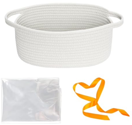 Nankoyal Canastas tejidas para almacenamiento, cesta de bebé de cuerda de algodón con asas para guardería, organizador multifuncional para dormitorio, sala de estar, tocador, apartamento, baño