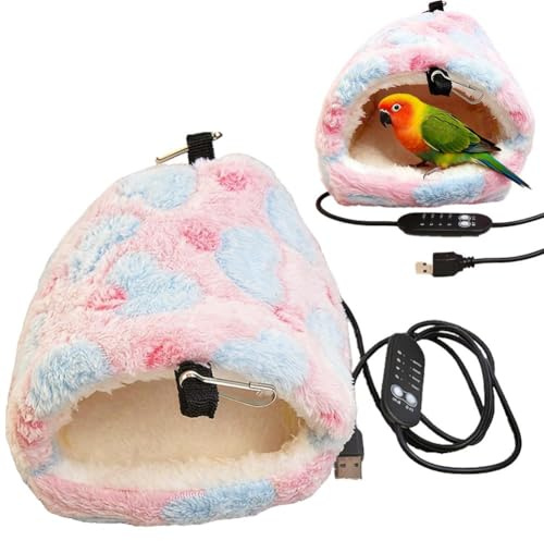 Chauffage de cage à oiseaux pour perruches – Hamac en peluche pour inséparable, conure, canari, lapin, chinchilla, perruche, calopsitte