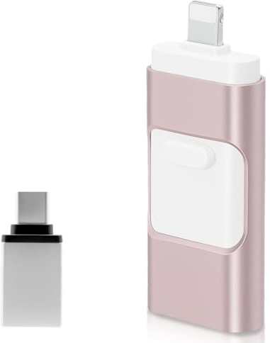 USB Stick 128GB for iPhone, No APP Needed, 4-in-1 Flash Drive for iPhone/iPad/Android/PC, USB Photo Stick, Plug and Play, Enabling Swift Transfer of Photographs and Videos