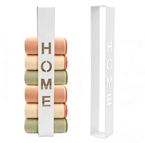 AMONENZ Toalleros de Baño Sin Taladro, 42cm Toallero Adhesivo Baño, Blanco Soporte para Toallas de Invitados, con Letras Home Recortadas, para Uso en Baño y Cocina