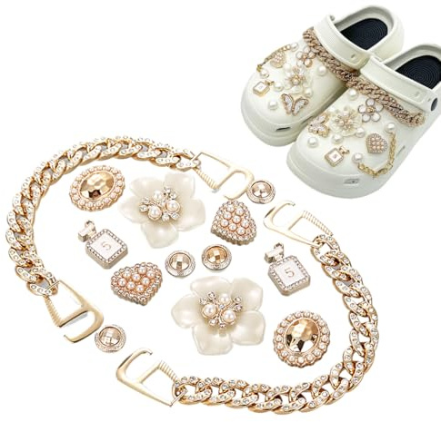 CATZUM 28 Pièces Accessoires de Chaussures en Strass, Décorations de Chaussures de Bricolage, Ornements pour Sabots, Charms et Pins Crocs Femme, Jibbitz pour Crocs, Crocs Bijoux, Accessoire pour Femme