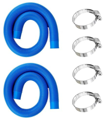 VOIDHUES 2 Stück Poolschlauch 38mm Pool Schlauch Schlauch für Poolpumpe Mit 4 Stück Sicherungsclip und Schlauch 150 cm Suitable for Swimming Pools and Filter Pumps (Blau)