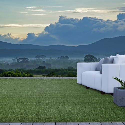 iCustomRug Synthetic Grass Rug – 5 x 12ft Lawn Green Turf Carpet for Patios, Yards, Boats, Camping – Indoor/Outdoor Use