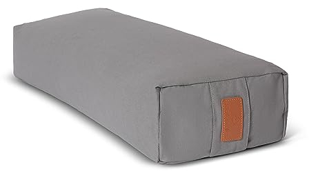 #DoYourYoga Yogabolster »Paravati« mit Bio-Buchweizenschalen (KBA), waschbarer Bezug, 67cm x 13cm, Meditationskissen/Sitzkissen/Zafukissen für Yin Yoga - Grau