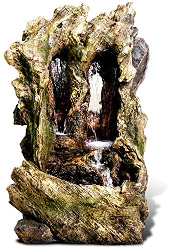 Easy Fountain Colorado Falls Water Feature – Mains Powered, No Plumbing, Outdoor Garden Fountain with Recirculating Pump and LED Lights, Polyresin, Patio & Garden